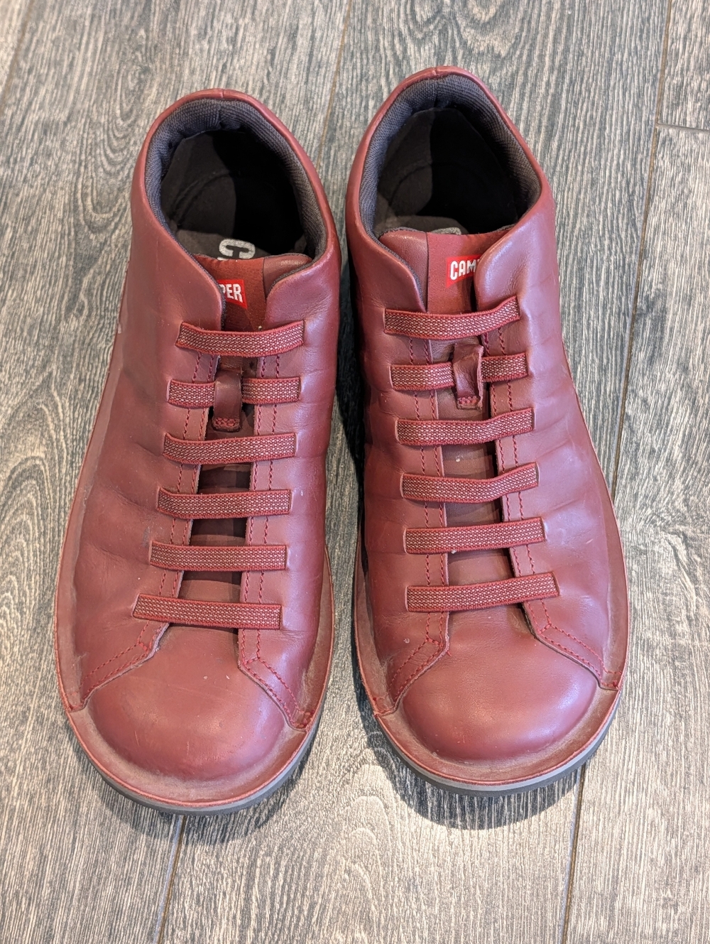 Camper Beetle Red Leather Casual Shoes EU Size 43 US Size 10